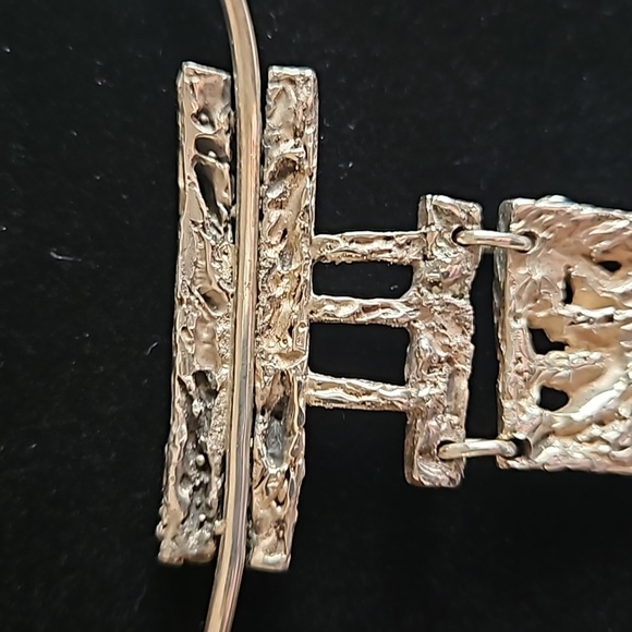 Vintage brutalist Sterling silver chunk river bark  hand-made necklace - Picture 8 of 11
